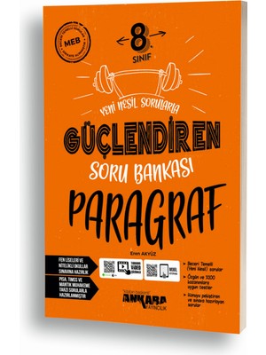 Ankara Yayıncılık 8.Sınıf Paragraf Güçlendiren Soru Bankası MEB Hedefli Yeni Nesil Sorularla