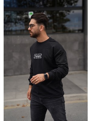 EM Brothers Sweatshirt Oversize Siyah Baskılı