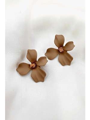 Petek Aksesuar Mini Çiçek Küpe Nude