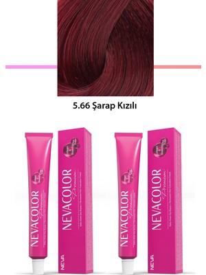 Nevacolor  2 Li Set Premium 5.66 Şarap Kızılı - Kalıcı Krem Saç Boyası 2 x 50 G Tüp