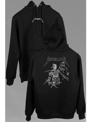 Kendim Seçtim Metallica Logo And Justice For All Ön ve Arka Baskılı Sweatshirt Kapüşonlu Hoodie