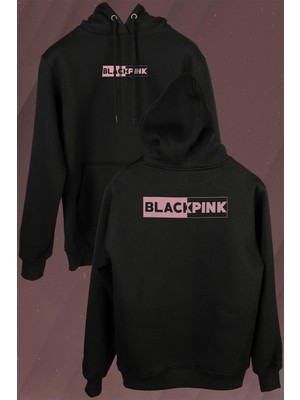 Kendim Seçtim Black Pink Blackpink Logo Ön ve Arka Baskılı Sweatshirt Kapüşonlu Hoodie