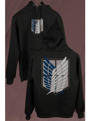 Kendim Seçtim Attack On Titan Regiments Scout Symbol Ön ve Arka Baskılı Sweatshirt Kapüşonlu Hoodie