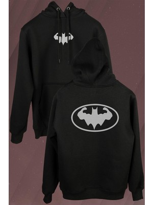 Kendim Seçtim Batman Logo Gym Fitness Bodybuilding Ön ve Arka Baskılı Sweatshirt Kapüşonlu Hoodie