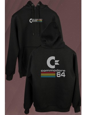 Kendim Seçtim Commodore 61 C64 Logo Antika Bilgisayar Ön ve Arka Baskılı Sweatshirt Kapüşonlu Hoodie