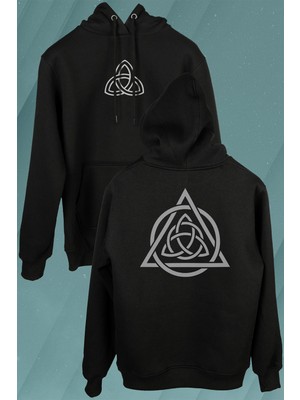 Kendim Seçtim Triquetra Triangle Yaşam Ölüm Yeniden Başlangıç Logo Ön ve Arka Baskılı Sweatshirt Kapüşonlu Hoodie