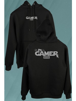 Kendim Seçtim The Gamer Bilgisayar Online Oyuncu Player Ön ve Arka Baskılı Sweatshirt Kapüşonlu Hoodie
