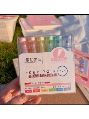 Key Points Yağmurella Keys Points Pastel Renkler 6 Adet Fosforlu Kalem Keyspoint