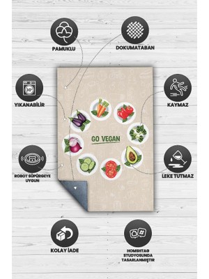 Homshtag Vegan Ol Dokuma Tabanlı Yıkanabilir Kaymaz Vegan Halısı