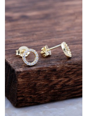 Sümer Telkari Halka Tamtur Taşlı Altın Kaplama Gümüş Küpe 6029