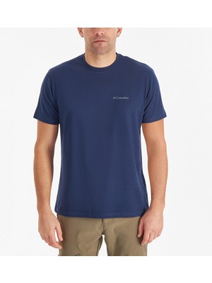 Columbia CSC Basic SLogo Brushed Erkek Kısa Kollu T-Shirt Koyu Lacivert %50 Pamuk %50 Polyester Outdoor Kullanım