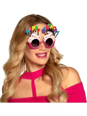 Pandoli Tropical Rainbow Color Happy Birthday Dondurmalı Gözlük Fuşya Pembe Renk