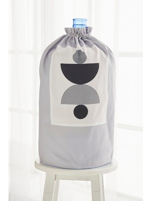 Ays Home Gri Siyah Soyut Desen Damacana Kılıfı 19 lt Leke Tutmaz Dijital Baskılı Kumaş