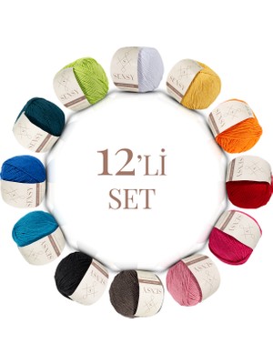 Sensy Premium 12 Adet 50 gr Baby Cotton Amigurumi ve Punch (Panç) Ipi Set3