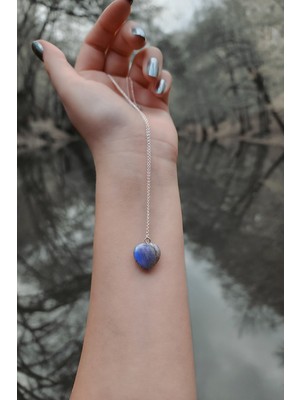 Permiandesign Doğal Labradorit 925 Ayar Gümüş Kolye Light Of Heart