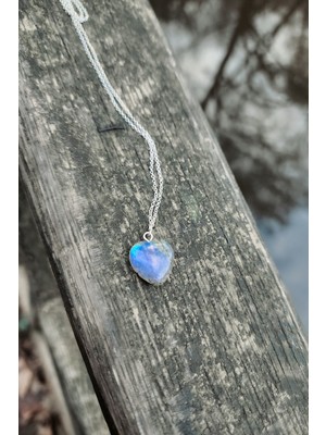 Permiandesign Doğal Labradorit 925 Ayar Gümüş Kolye Light Of Heart