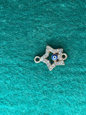 Gönülden Tasarım 1.5 cm Altın Sarısı Tıldız Zirkon Taşlı Nazar Boncuklu Kolye Bileklik Ucu Takı Yapımı