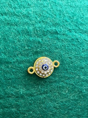 Gönülden Tasarım 1.5 cm Altın Sarısı Zirkon Taşlı Nazar Boncuklu Kolye Bileklik Ucu Takı Yapımı