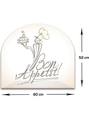 Decorita Cam Ocak Arkası Koruyucu | Oval Şekilli | Bon Appetit - Şef | 52CM x 60CM