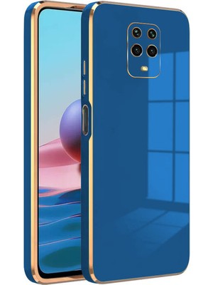 Zebana Xiaomi Redmi Note 9 Pro Kılıf Golden Silikon Kılıf Petrol Mavisi