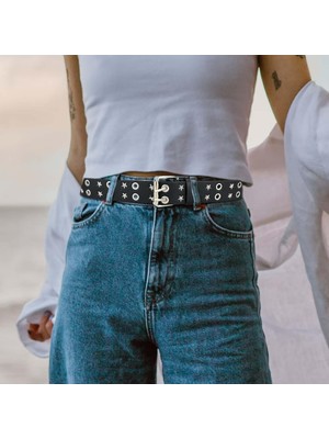 Amanda Punk Kaya Kemeri Grommet Jeans Gotik Sıradan Dekoratif Kemer Bel Kuşağı (Yurt Dışından)