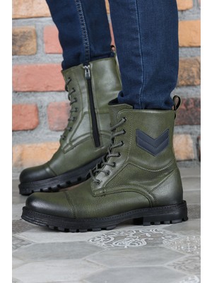 Julude Haki Erkek Bağcıklı ve Fermuarlı Spor Bot P-00000257