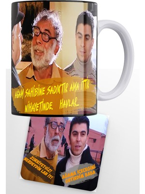 Remonz Kurtlar Vadisi Serisi Abuzer Ve Erdal Baskılı, Porselen Kupa, Bardak Altlığı