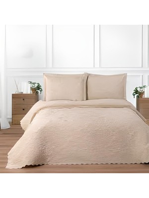 Karaca Home Nilah Gold Kadife Yatak Örtüsü Çift Kişilik Desenli Poly Saten 230 x 240 cm