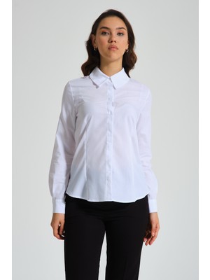 Mizalle Basic Poplin Beyaz Gömlek