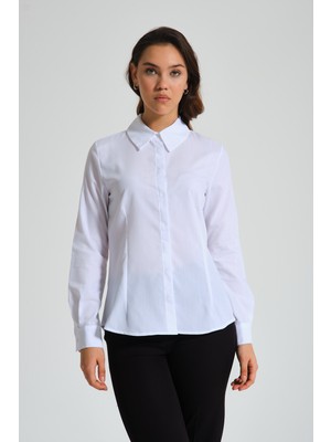 Mizalle Basic Poplin Beyaz Gömlek