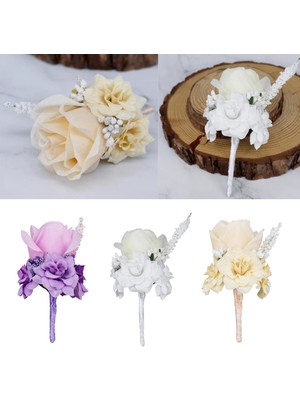 El Yapımı Gül Boutonniere Corsage 2 Adet(Yurt Dışından)