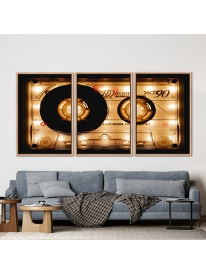 Kayra Export 3 Parçalı Naturel Çerçeveli  Soyut Kanvas Modern Baskılı  Kanvas