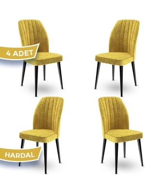 Canisa Concept Etra Serisi, Üst Kalite 1.sınıf Sandalye, 4 Adet Sandalye, Siyah Gürgen Ayaklı