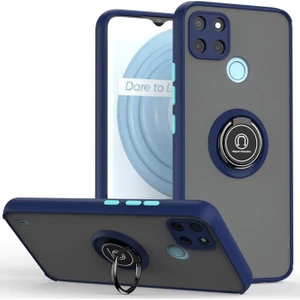 Realme C21Y Kılıf Yüzüklü Montreal Standlı Sert Silikon