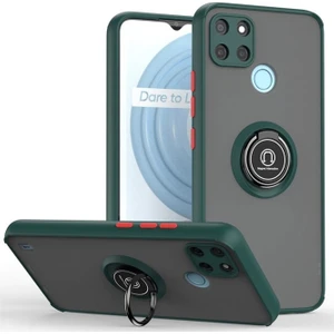Realme C21Y Kılıf Yüzüklü Montreal Standlı Sert Silikon