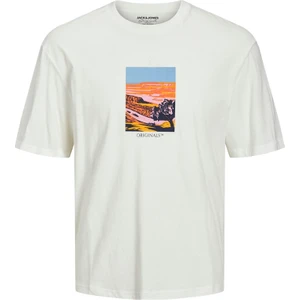 Jack & Jones Yuvarlak Yaka Baskılı Kısa Kollu Beyaz Erkek T-Shirt 12230734