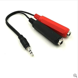 3.5 mm Stereo Erkek To 2x 6.3 mm Mono Dişi Çevirici Kablo