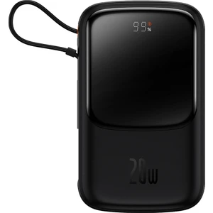 Q Pow Pro Overseas Edition Dijital Ekranlı 20W 10.000 Mah Lightning Kablolu Powerbank Siyah