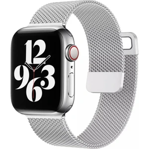Ni Aksesuar Apple Iwatch Metal Hasır 42-44-45 mm Gümüş Renk Saat Kordon