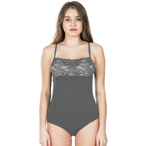 Derya Kurşun Dantel Yaka Askılı Çıtçıtlı Kadın Body 312