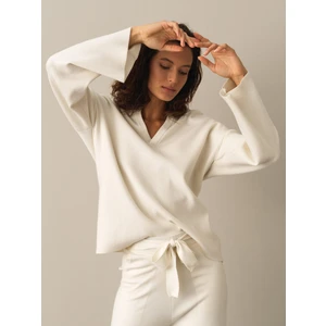 Kadın Ekru Oversize Kazak