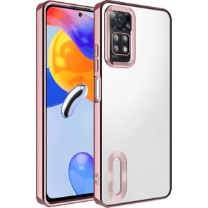 M.TK Moveteck Xiaomi Redmi Note 11 Pro 4.5g Kılıf Kamera Korumalı Parlak Renkli Kenar Logo Yazısı Açık