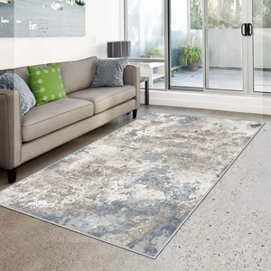 Blue Decortiva Makinede Yıkanabilir Kaymaz Taban Leke Tutmaz Salon Halısı Mutfak Halısı ve Yolluk