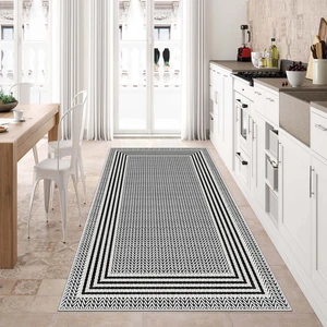 Blue Decortiva Makinede Yıkanabilir Kaymaz Taban Leke Tutmaz Salon Halısı Mutfak Halısı ve Yolluk
