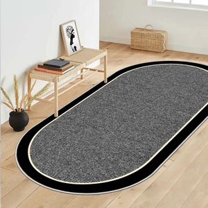 Blue Decortiva Makinede Yıkanabilir Kaymaz Taban Leke Tutmaz Oval Salon Halısı Mutfak Halısı ve Yolluk