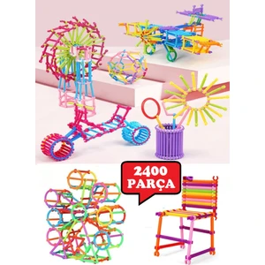 2400 Parça Bloklar Yapboz Puzzle Bultak Zeka Renk Algı Gelişim Eğitici Oyuncak Geometrik Çubuklar