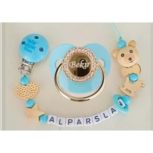 Sahi Aksesuar İsimli Bebek Emzik Zinciri ve Bebek Silikon Emzik