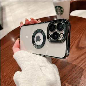 Pirok Store iPhone 14 Pro (6.1) Uyumlu Lüks Lens Korumalı Logo Gösteren Yumuşak Şeffaf Kaplama Kılıf