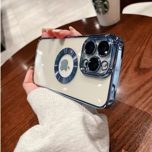 Pirok Store iPhone 14 Pro (6.1) Uyumlu Lüks Lens Korumalı Logo Gösteren Yumuşak Şeffaf Kaplama Kılıf