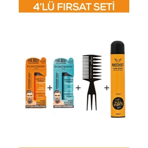 Saç Şekillendirici Pudra Toz Wax Mat Effect ve Ultra Strong 20GR + Şekil Tarak'ı 2 + Saç Spreyi 2 400ML 4'lü Set